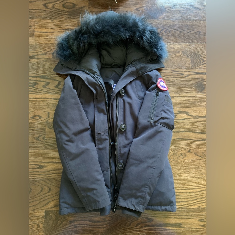 Canada Goose Navy Parka with Hood trim